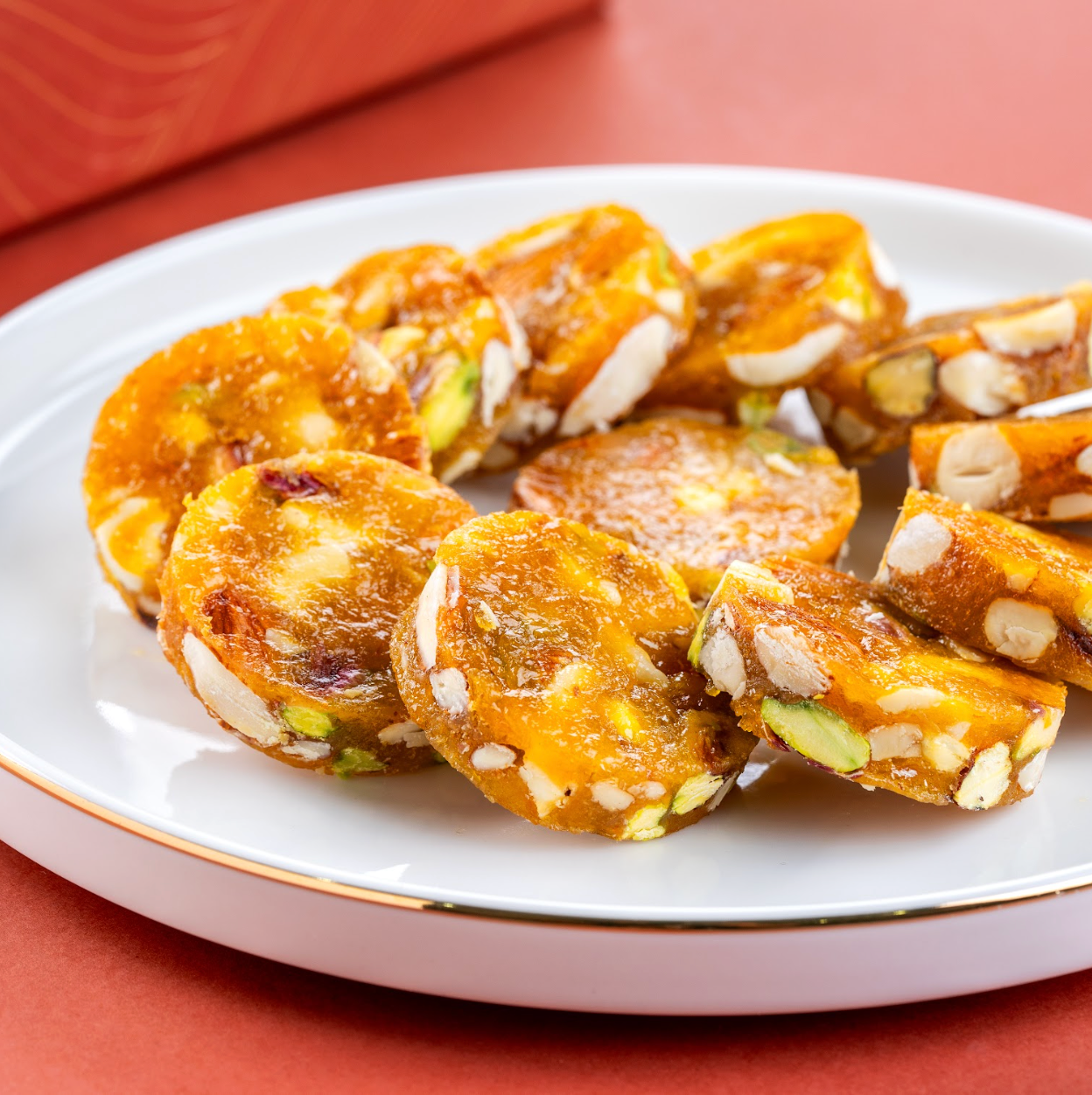 Individually wrapped apricot & nut bites