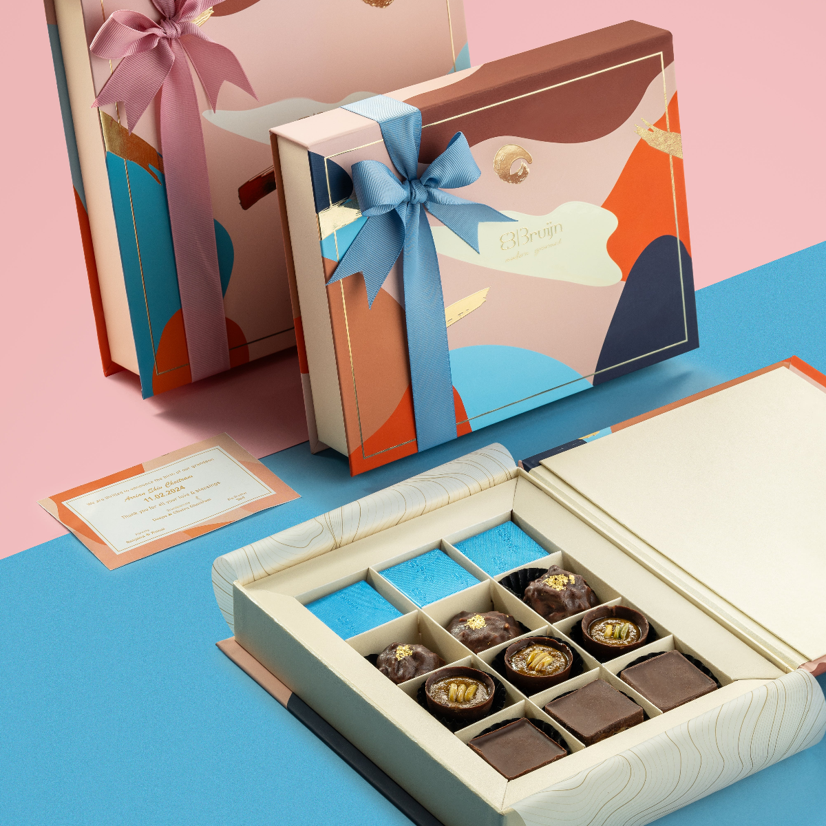 A luxurious chocolate box with 24K almond rocks, pistachio cups, fig tarts, and pure cacao delights. Perfect for connoisseurs and celebrations.