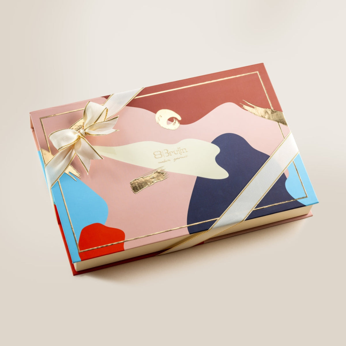 Closed Chocolate Trio festive gift box with ribbon, perfect for weddings and rich celebrations.