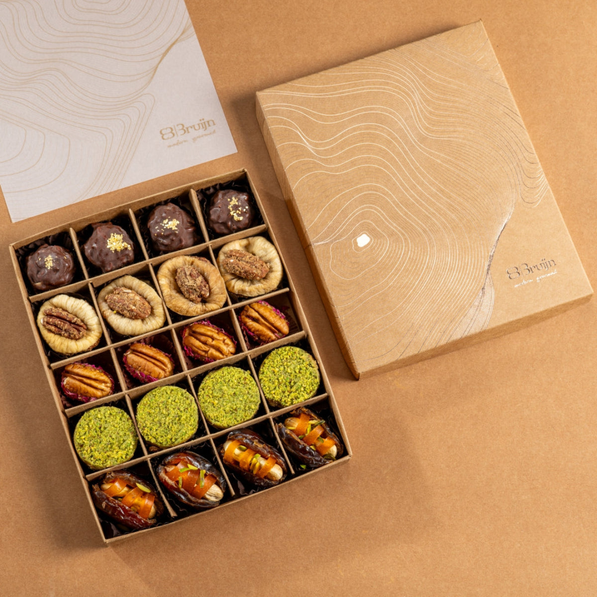 Almond rocks, Ginger and Pecan figs, Pecan and Dried fruit wholes, Rangnaik, Dried mango and cashew nuts stuffed dates