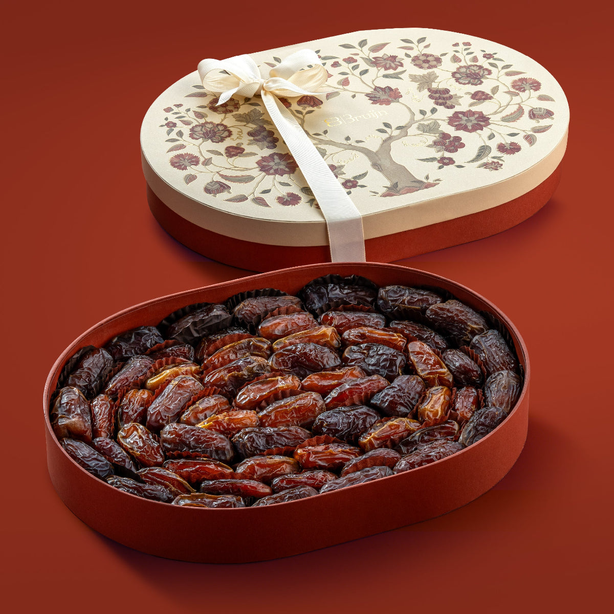 Tree of life open gift box with plain pitted dates grown across different emirates of the UAE: